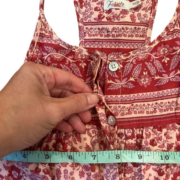 Faherty Adella Indian block print floral sleeveless jumpsuit size XS bohemian - Picture 11 of 14